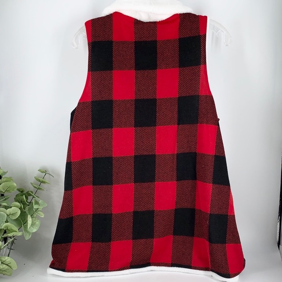 Last One! New Furry Red/ Black Buffalo Check Vest - Picture 4 of 4
